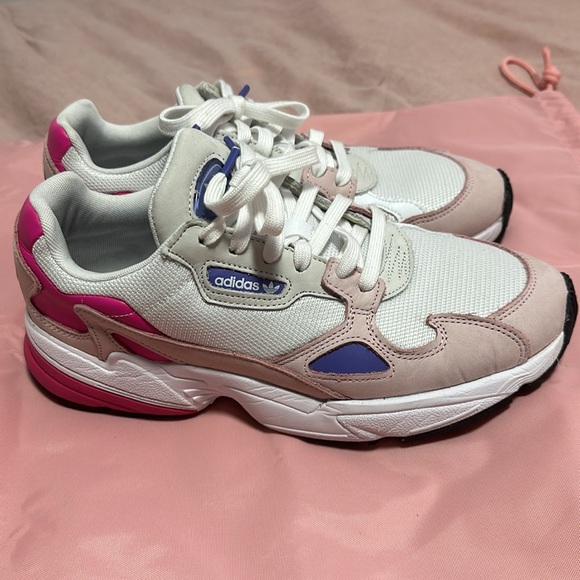 Adidas Women’s Falcon Sneakers white pink purple size 10 - Picture 3 of 5